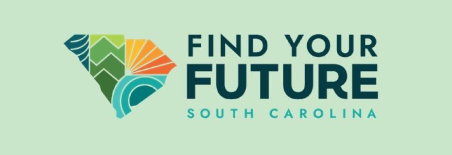 Find Your Future SC logo. Logo is the outline of the state of South Carolina